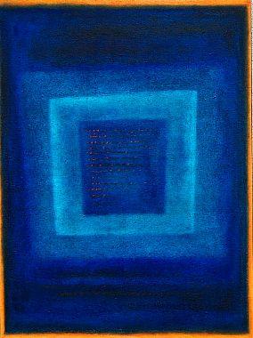 Blau mit orangenem Rand